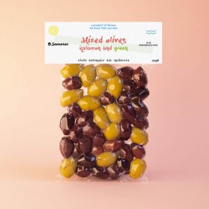 chalkidiki and kalamon mix olives packed 250g