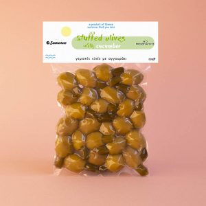 chalkidiki olives stuffed with cucumber packed 250g