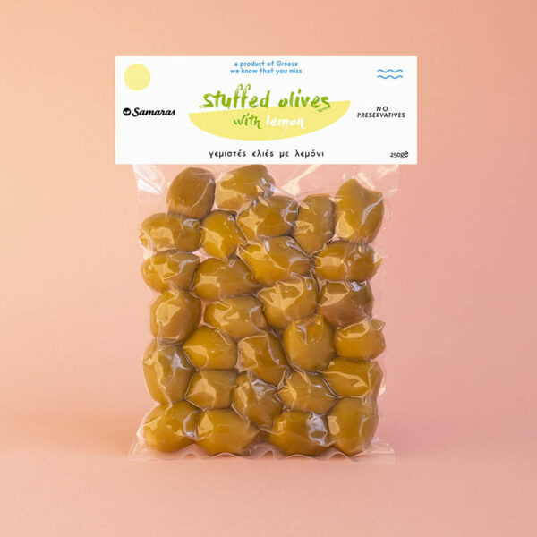 chalkidikis olives stuffed with lemon 250g