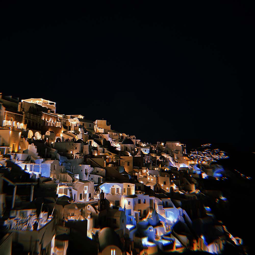 santorini at night